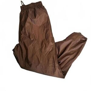 Vintage 90s Brown‎ Track Pants with Elastic Waistband and Ankle Zippers